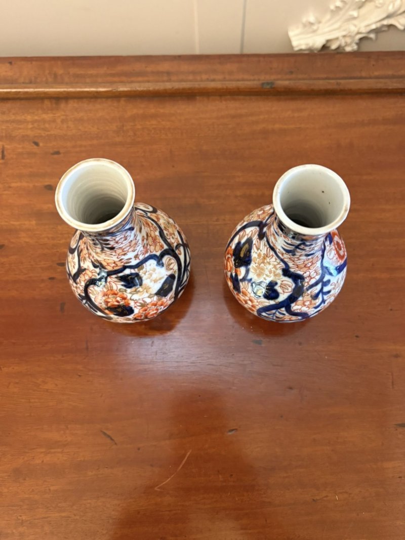 Small Pair of Antique Edwardian Quality Japanese Imari Vases - Image 6